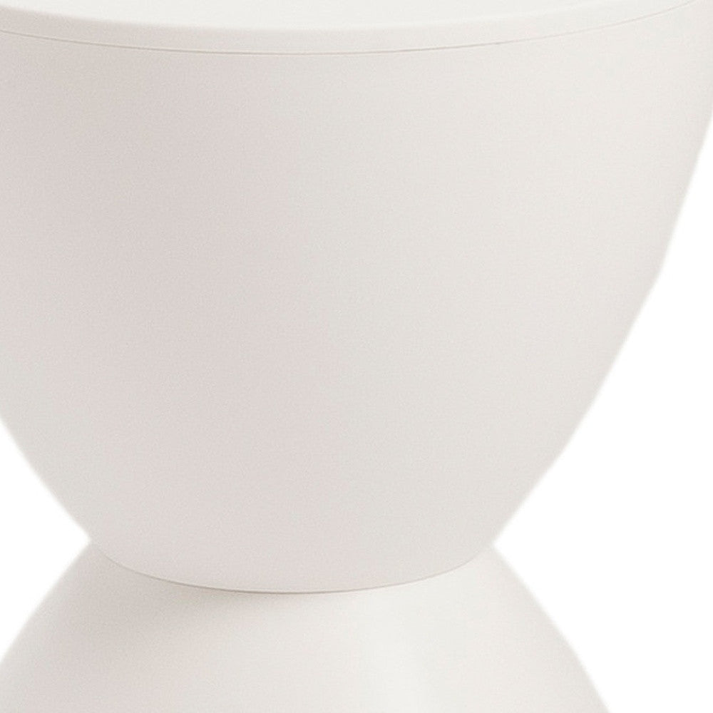 12" White Heavy Duty Plastic Hourglass Indoor Outdoor Side Table