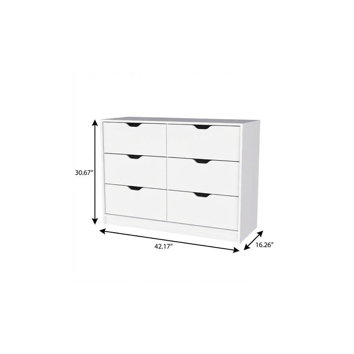 42" White Four Drawer Dresser