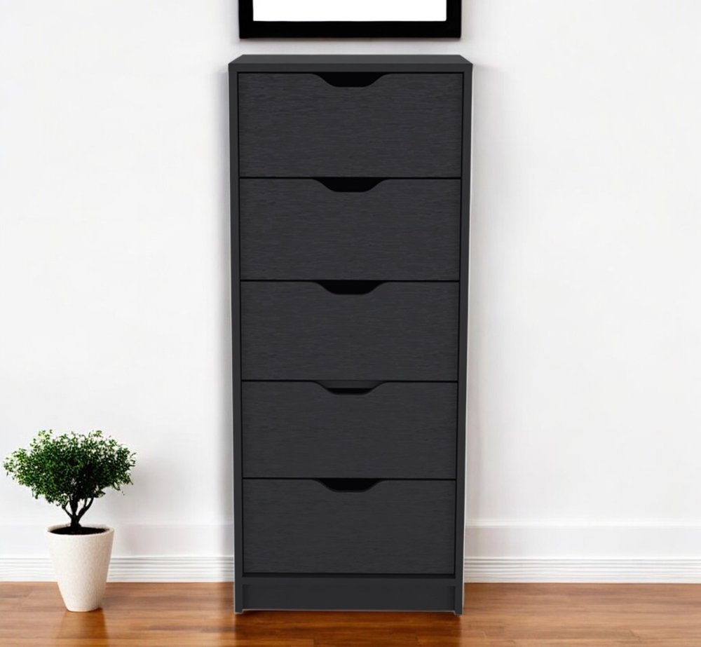 18" Black Five Drawer Standard Chest