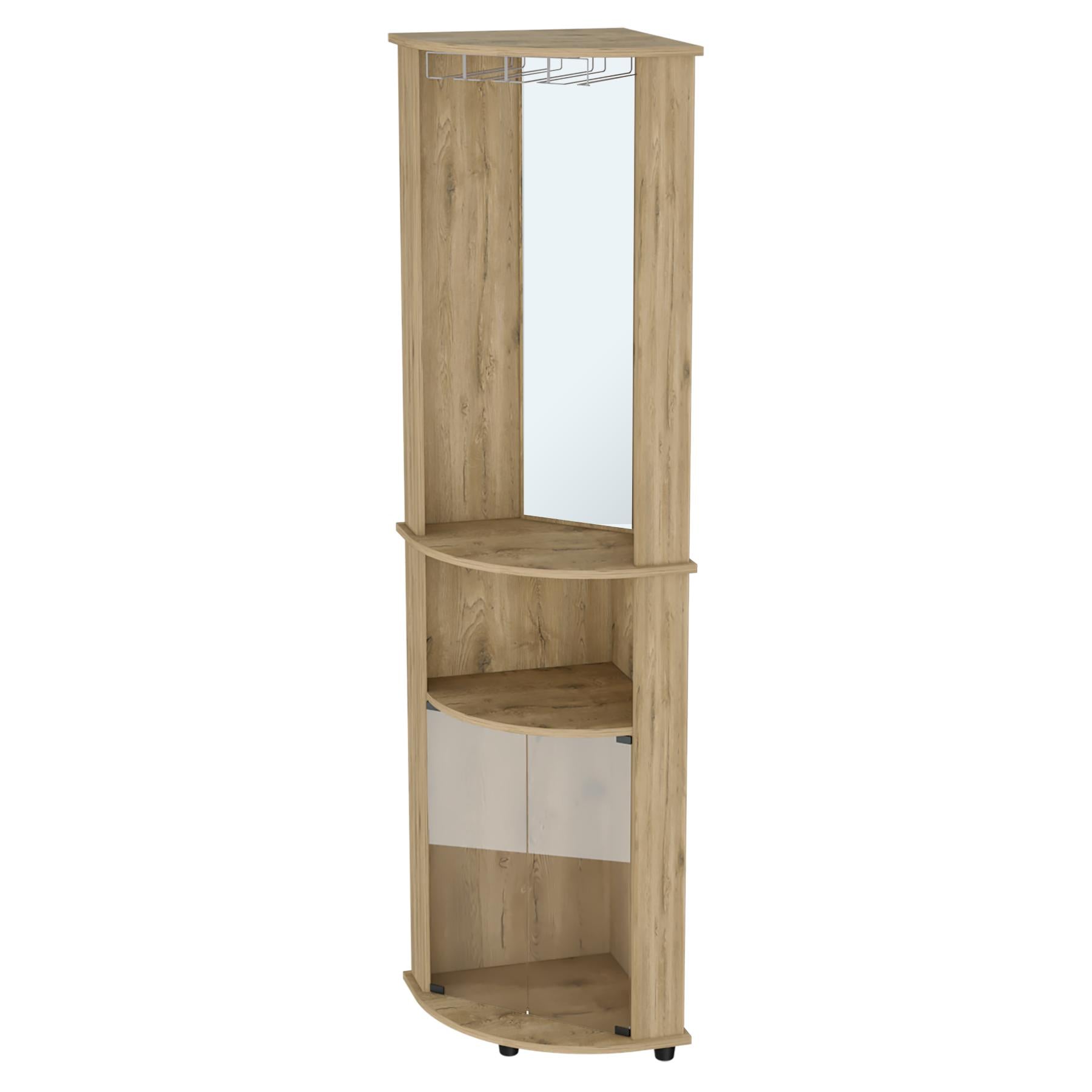18" Natural Wood Corner Bar Cabinet