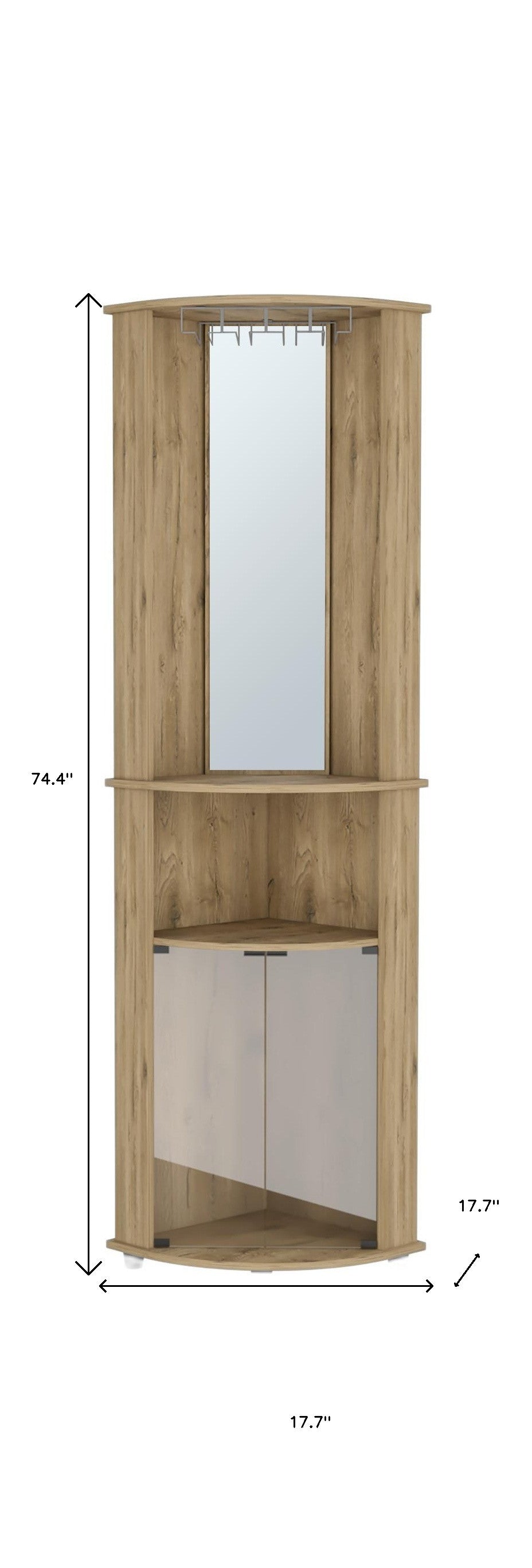 18" Natural Wood Corner Bar Cabinet