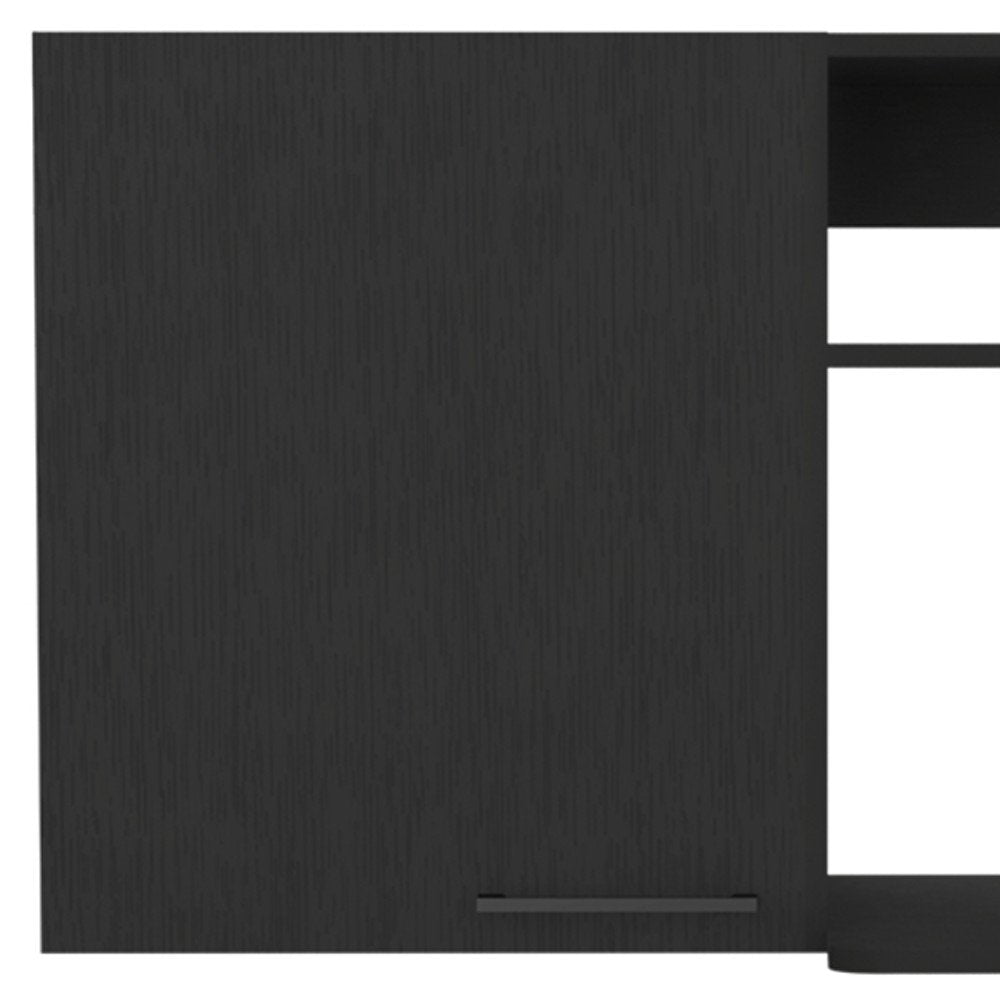 39" Black Wood Wall Mounted Accent Cabinet With Single Door