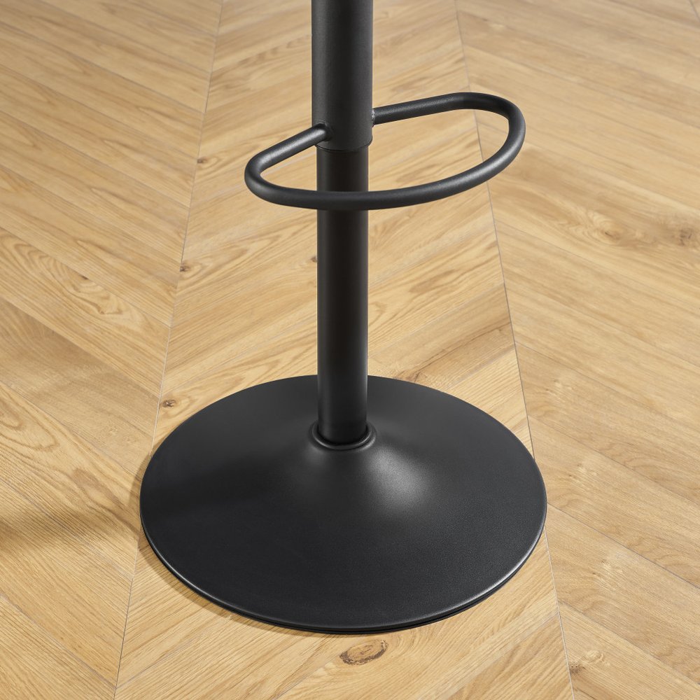 Set of Two Brown and Black Faux Leather and Steel Low Back Adjustable Height Swivel Bar Chairs