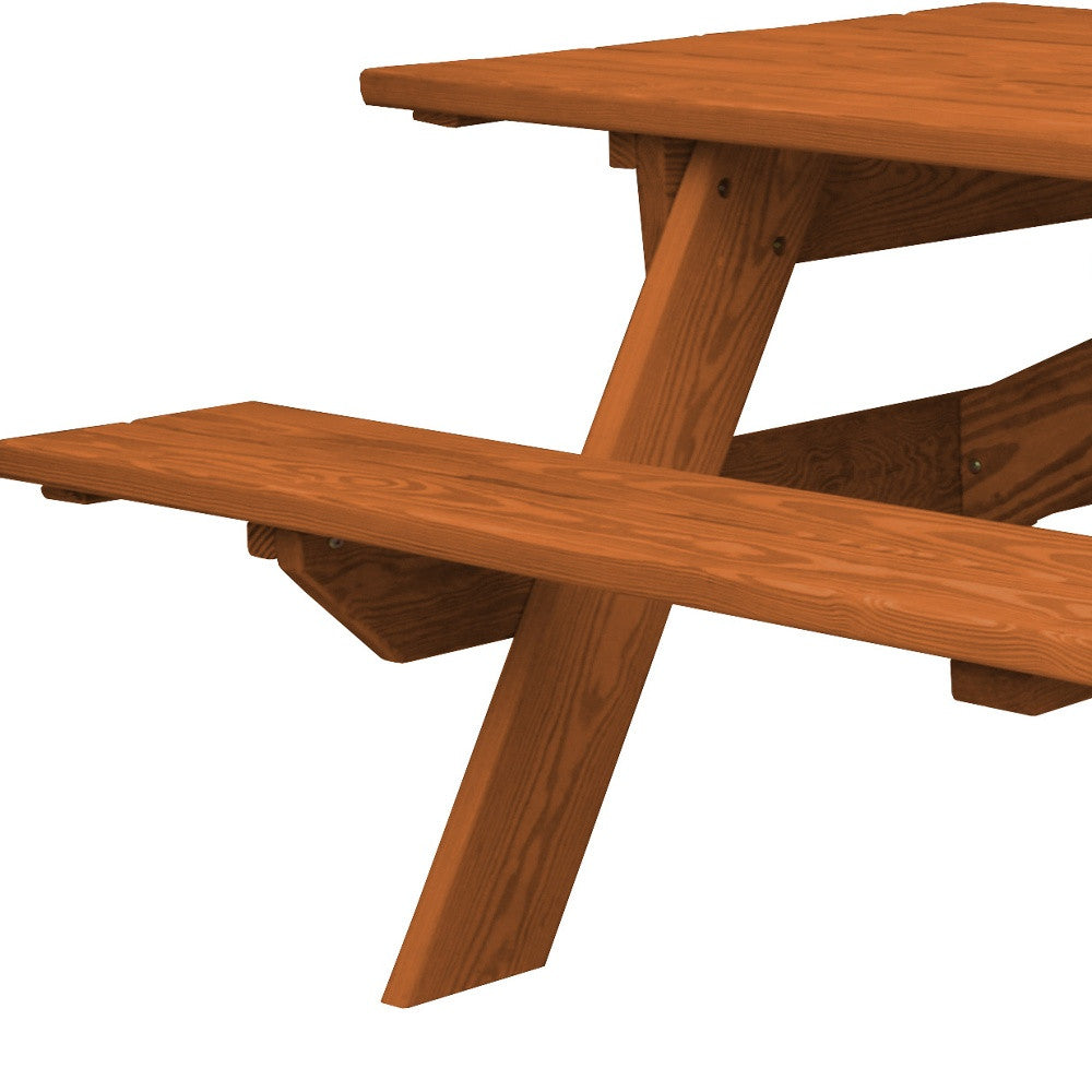 94" Brown Solid Wood Outdoor Picnic Table