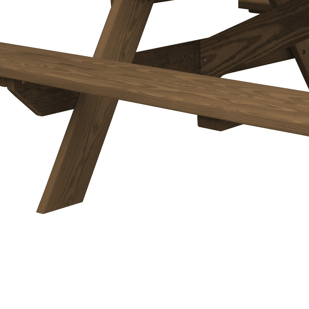 94" Brown Solid Wood Outdoor Picnic Table