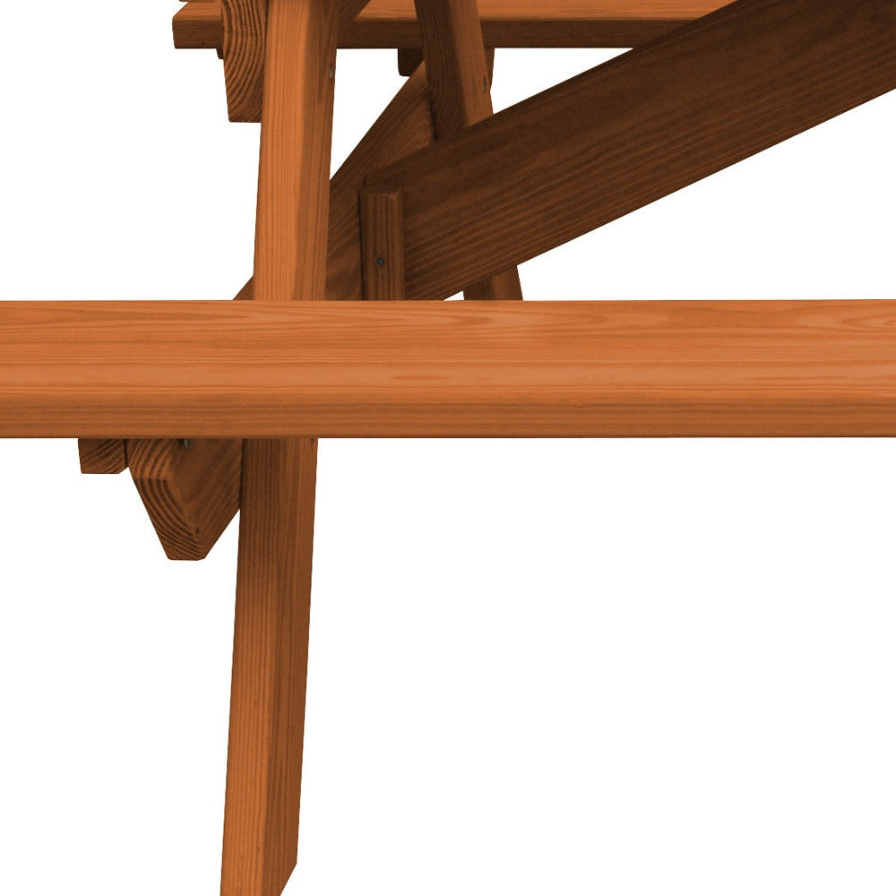 94" Brown Solid Wood Outdoor Picnic Table