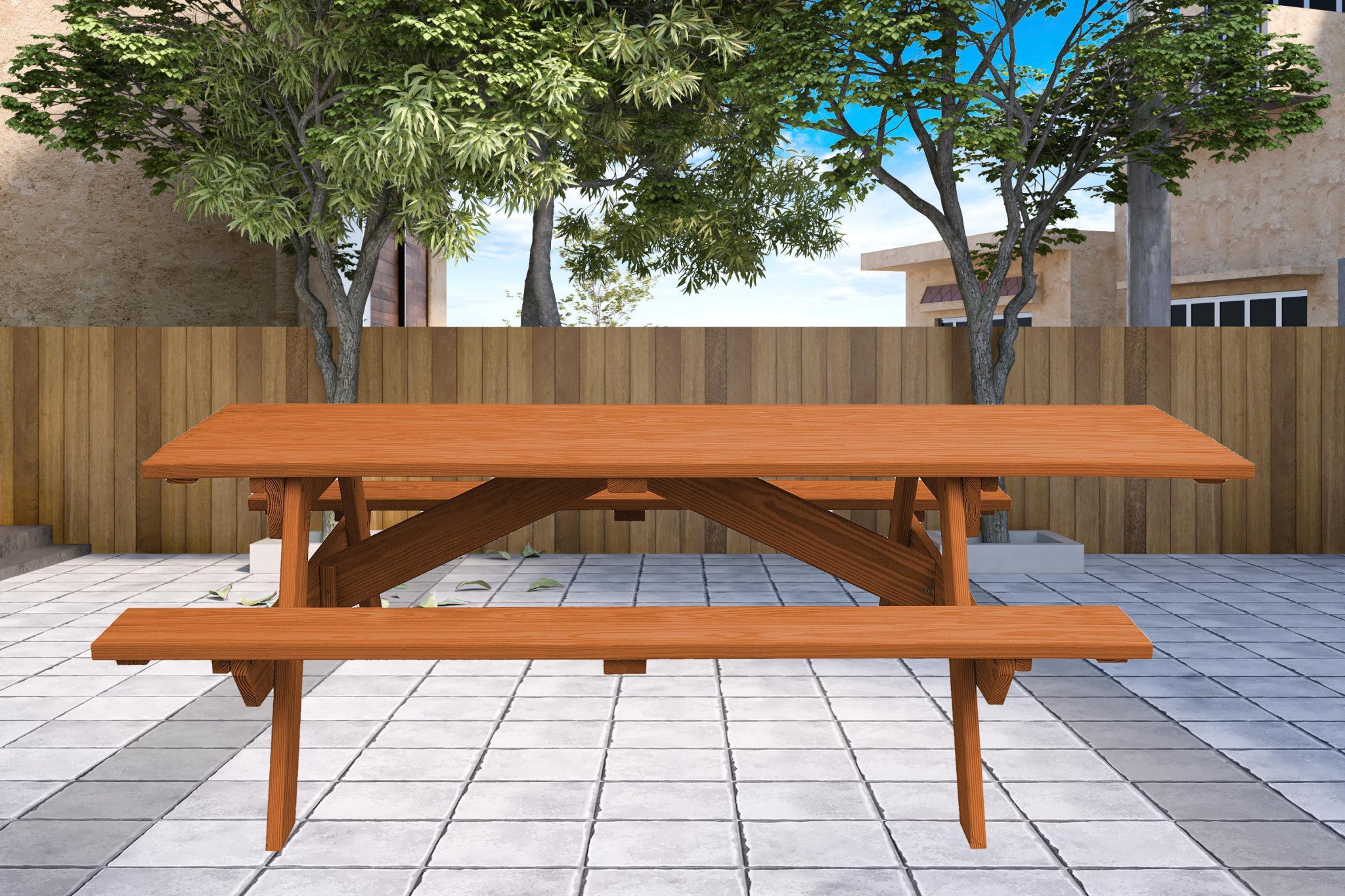 94" Brown Solid Wood Outdoor Picnic Table