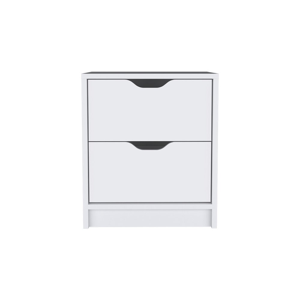 19" White Wood Two Drawer Nightstand