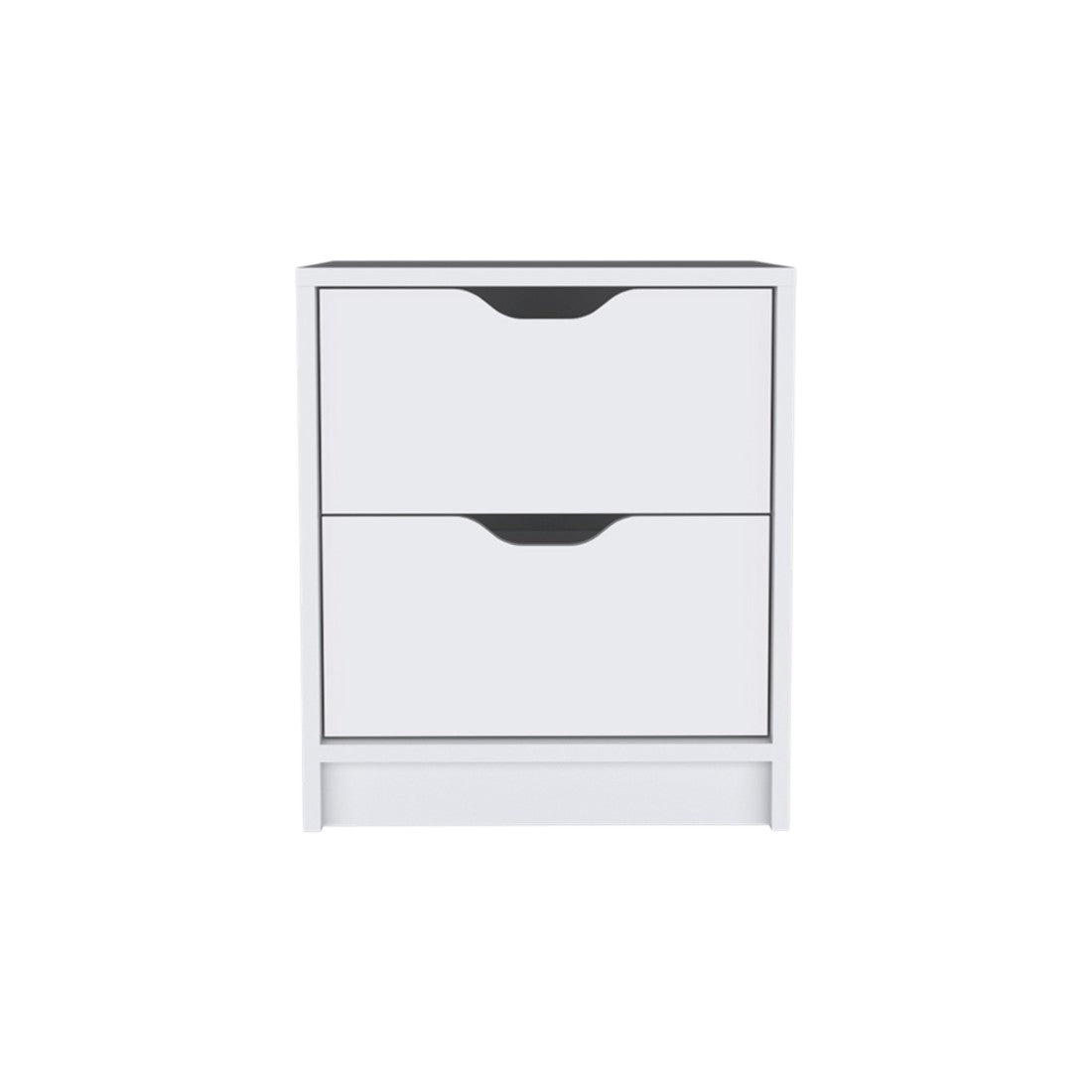 19" White Wood Two Drawer Nightstand
