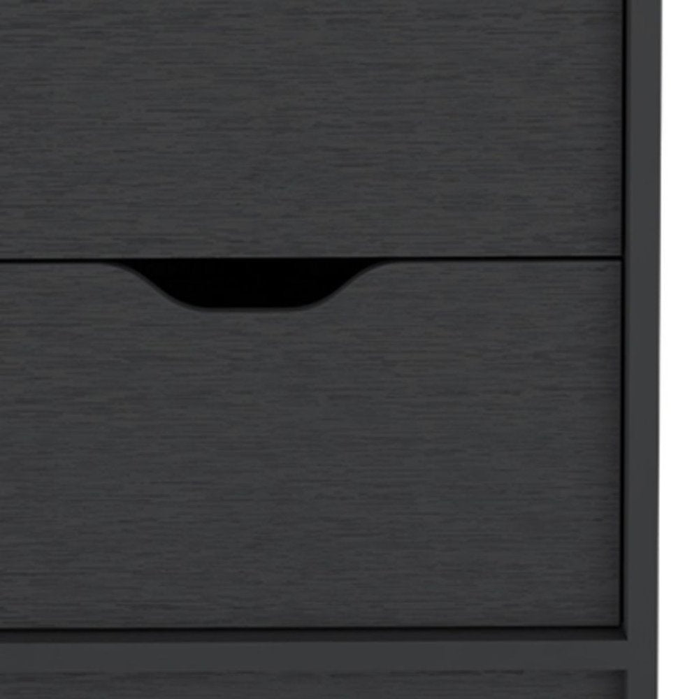 19" Black Wood Two Drawer Nightstand