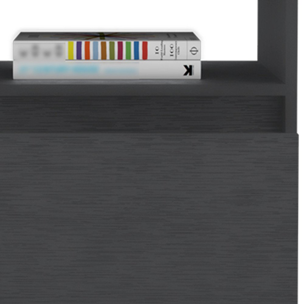 20" Black Wood One Drawer Nightstand