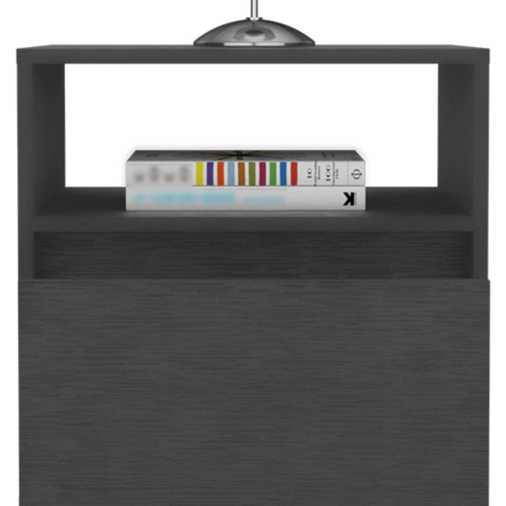 20" Black Wood One Drawer Nightstand