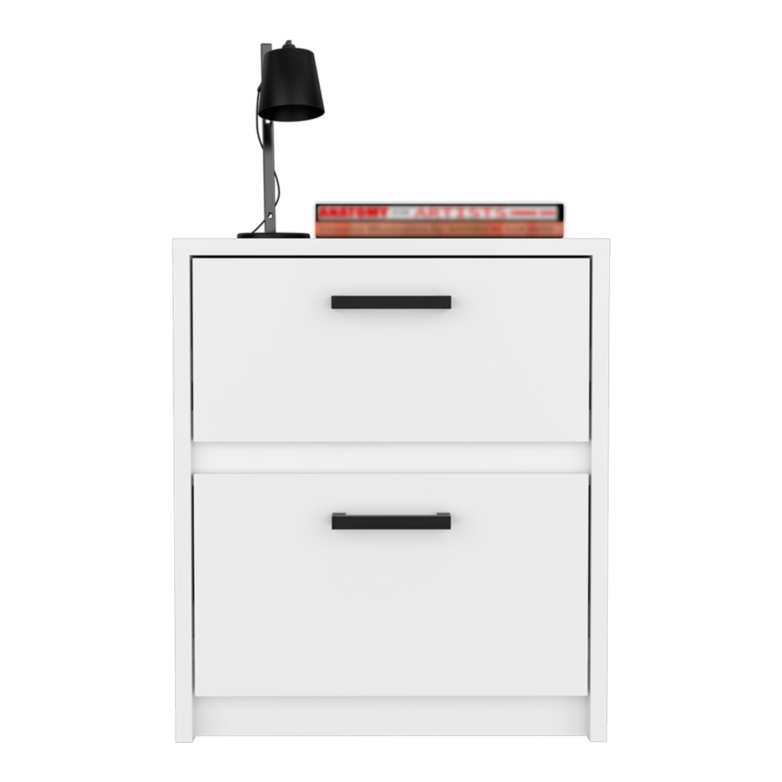 19" White Wood Two Drawer Nightstand
