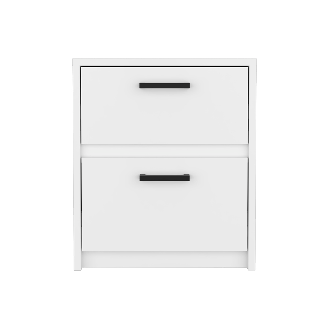 19" White Wood Two Drawer Nightstand