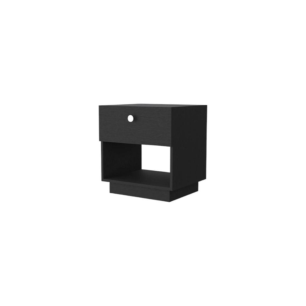 20" Black Wood One Drawer Nightstand