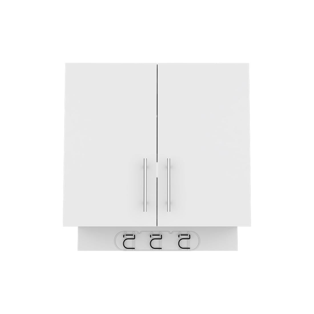 26" White Wood Wall Mounted Utlity Cabinet With Two Doors