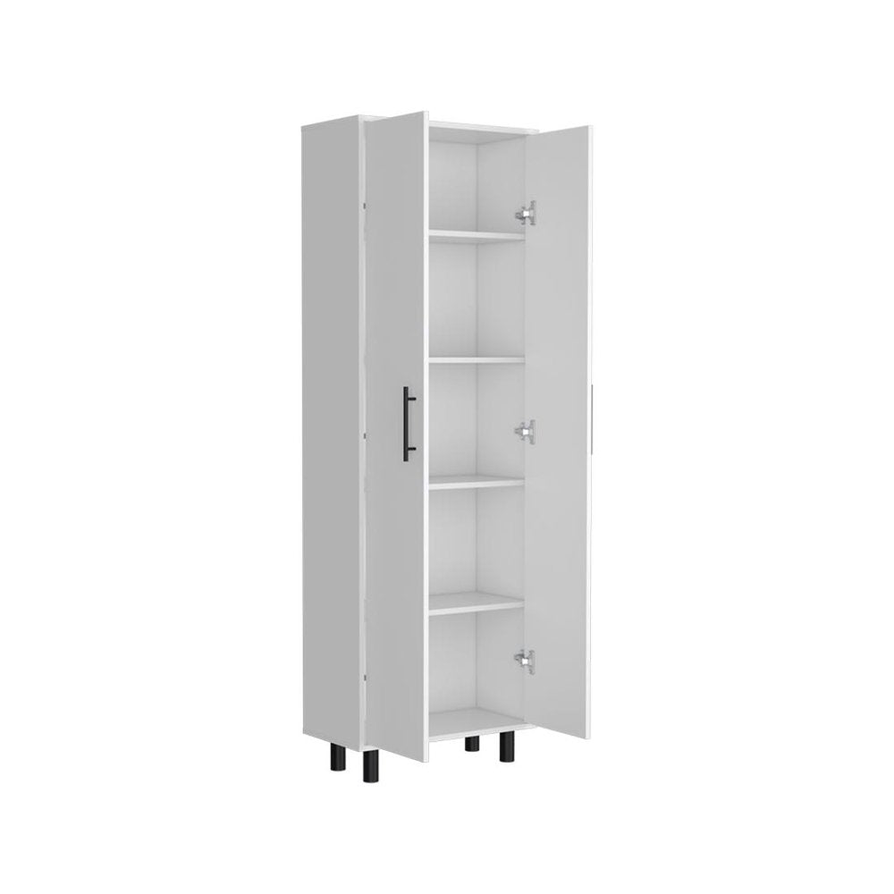 71" White Wood Two Door Pantry Or Storage Closet