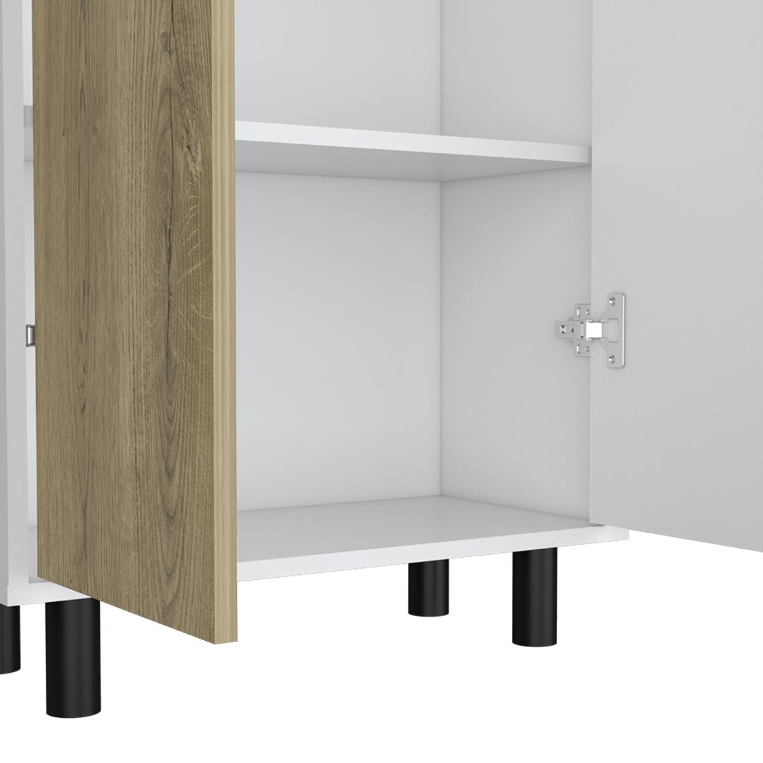 71" Beige Wood Two Door Pantry Or Storage Closet