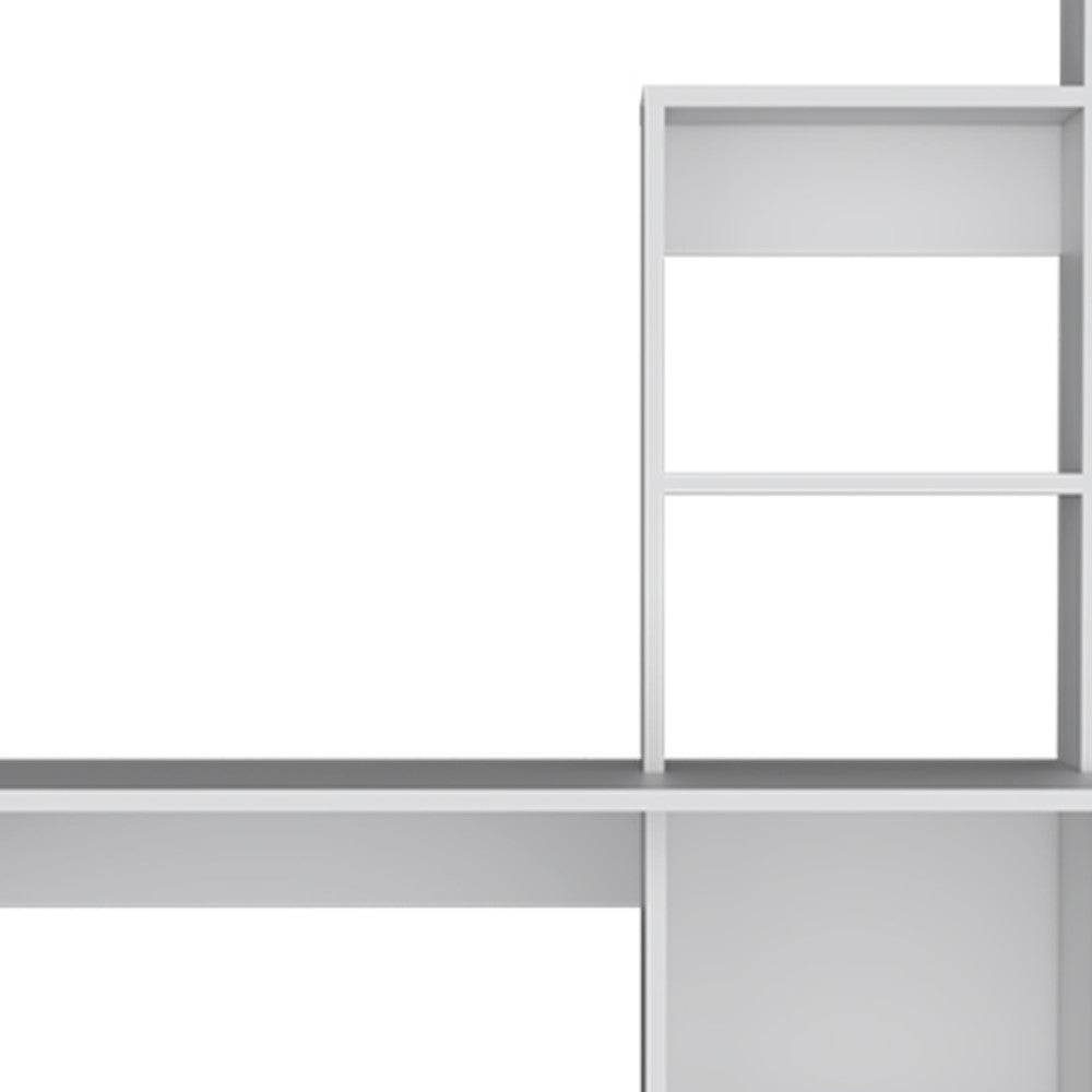 39" White Wood Computer Desk With Hutch