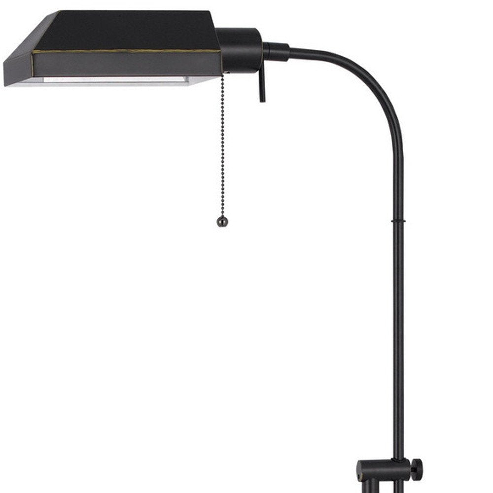 57" Bronze Metal Adjustable Floor Lamp With Bronze Metal Square Shade