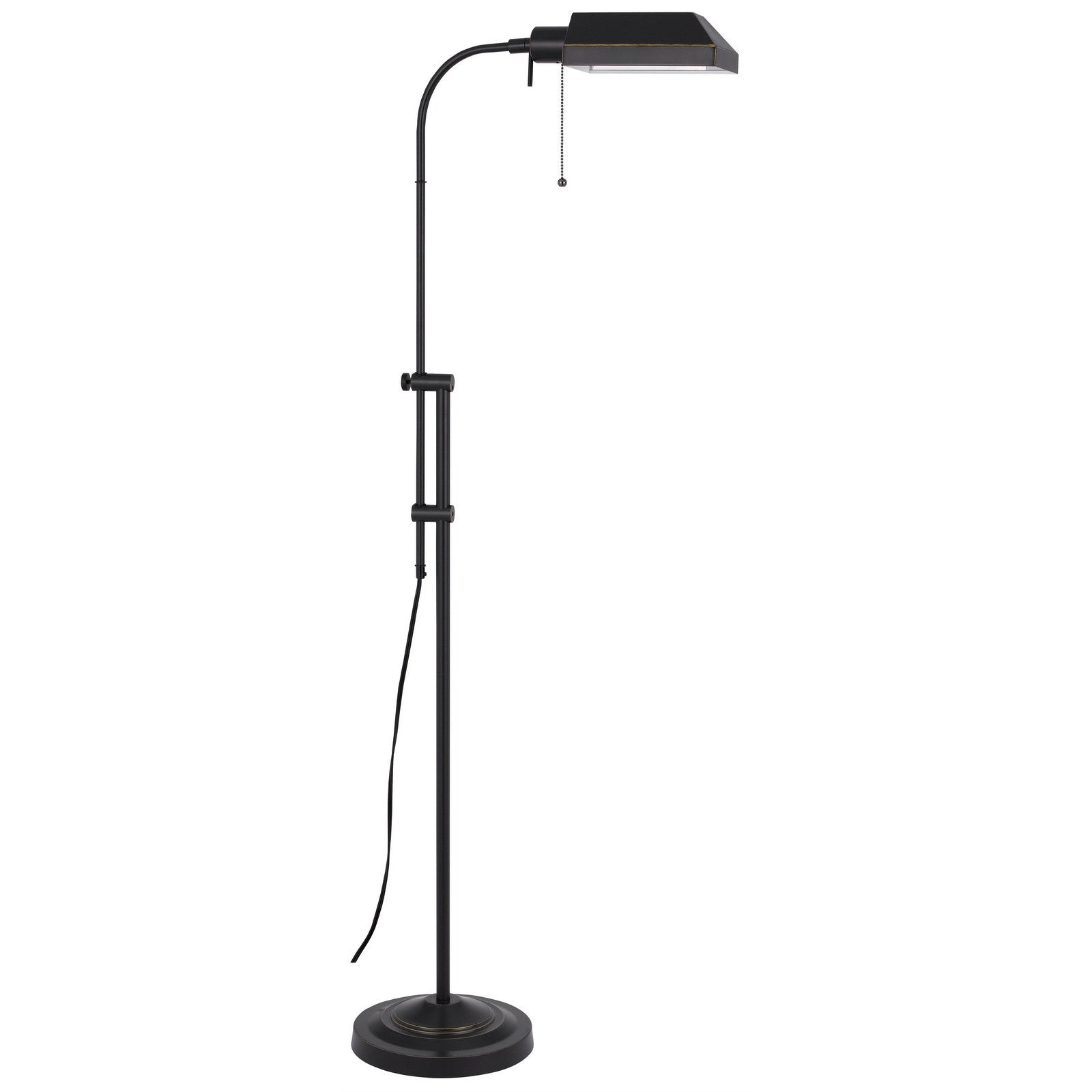 57" Bronze Adjustable Traditional Shaped Floor Lamp With Bronze Square Shade
