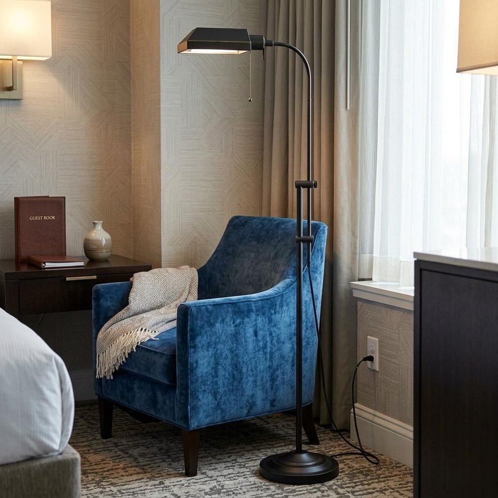 57" Bronze Metal Adjustable Floor Lamp With Bronze Metal Square Shade
