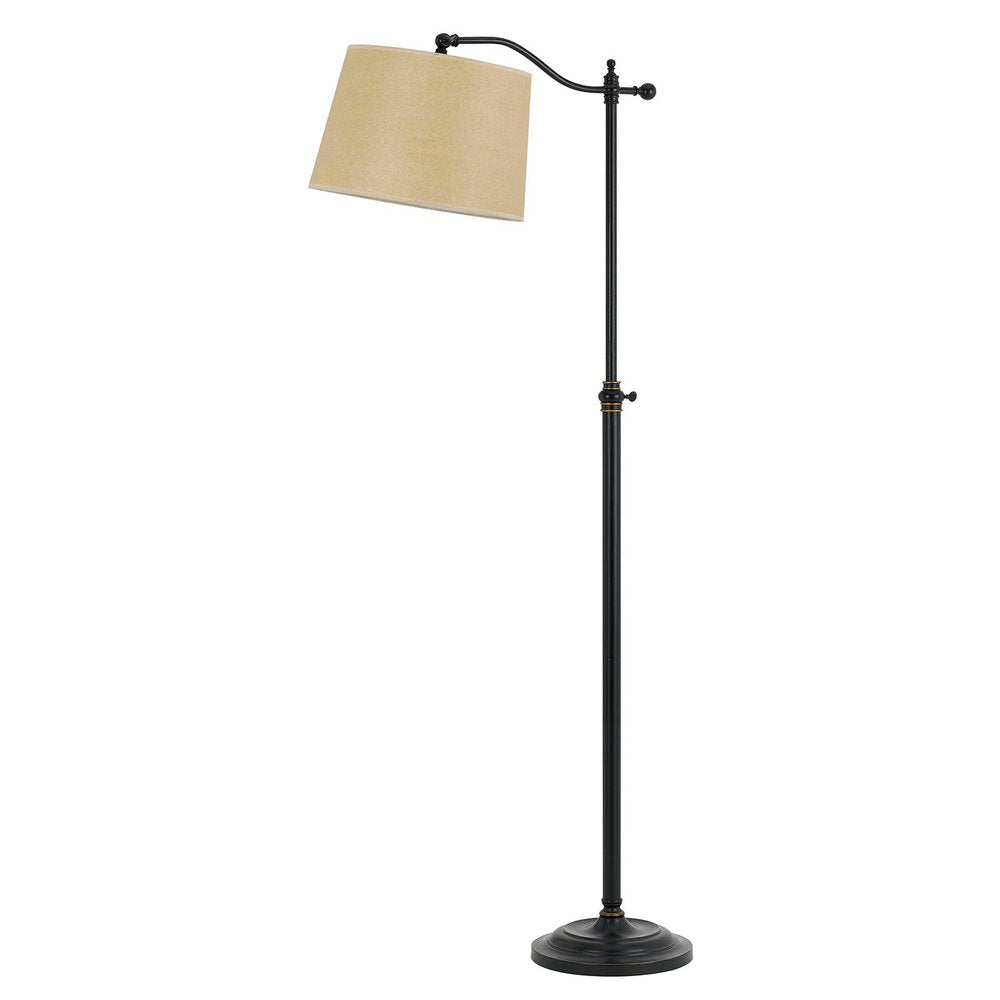 63" Bronze Metal Adjustable Floor Lamp With Tan Paper Square Shade