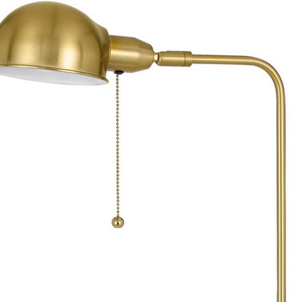 58" Brass Adjustable Traditional Shaped Floor Lamp With Bronze Dome Shade