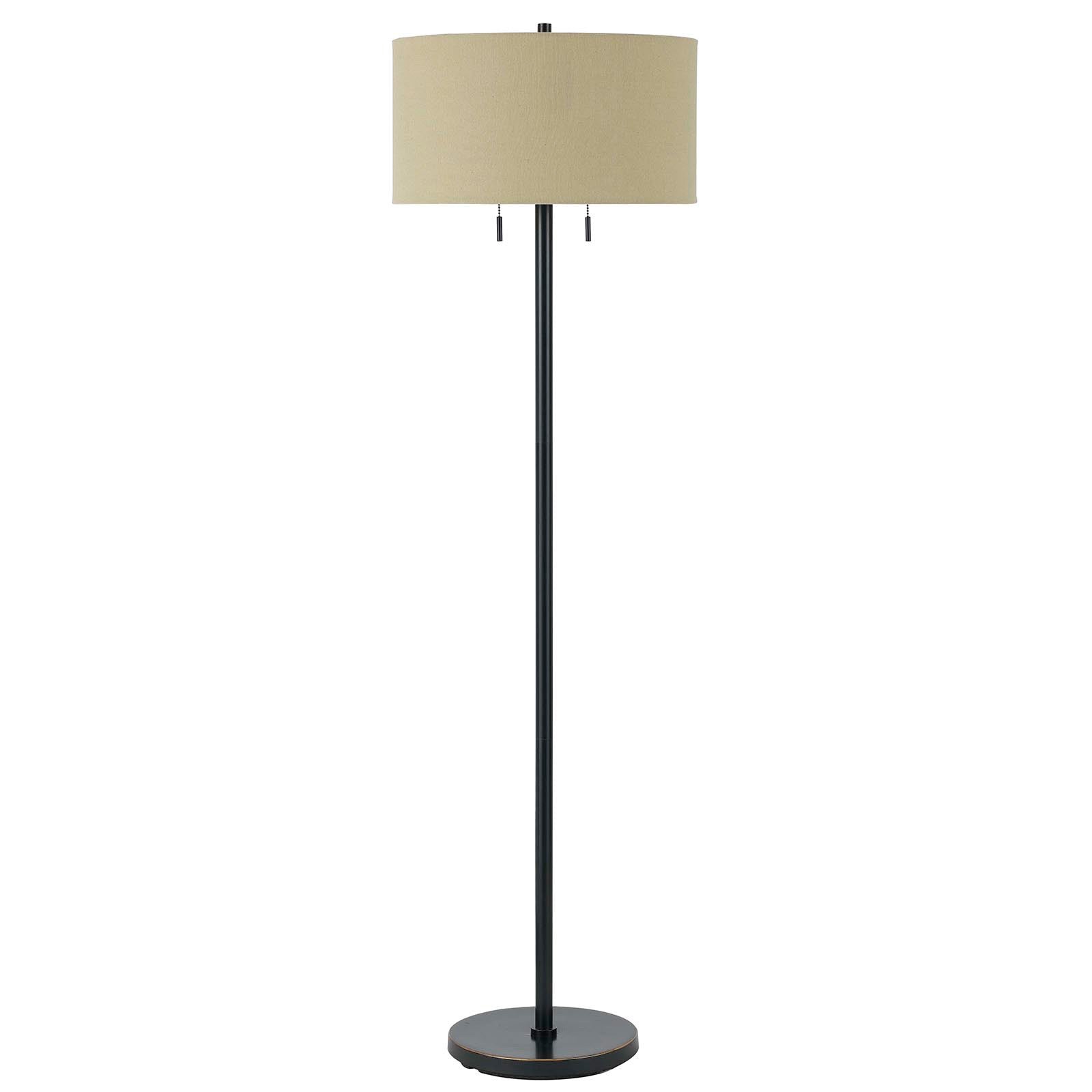 59" Bronze Two Light Traditional Shaped Floor Lamp With Brown Rectangular Shade