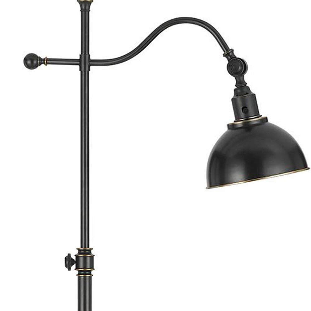 60" Bronze Adjustable Traditional Shaped Floor Lamp With Black Dome Shade