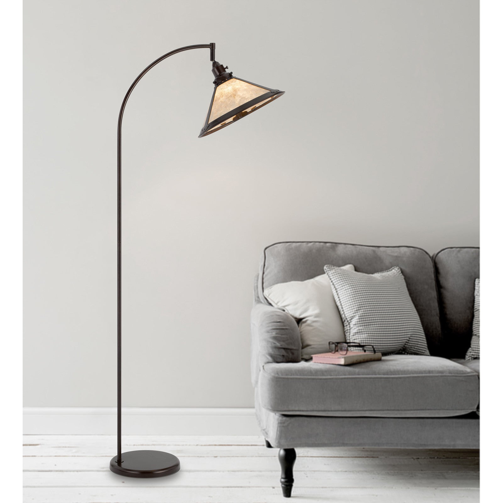 65" Bronze Traditional Shaped Floor Lamp With White Empire Shade