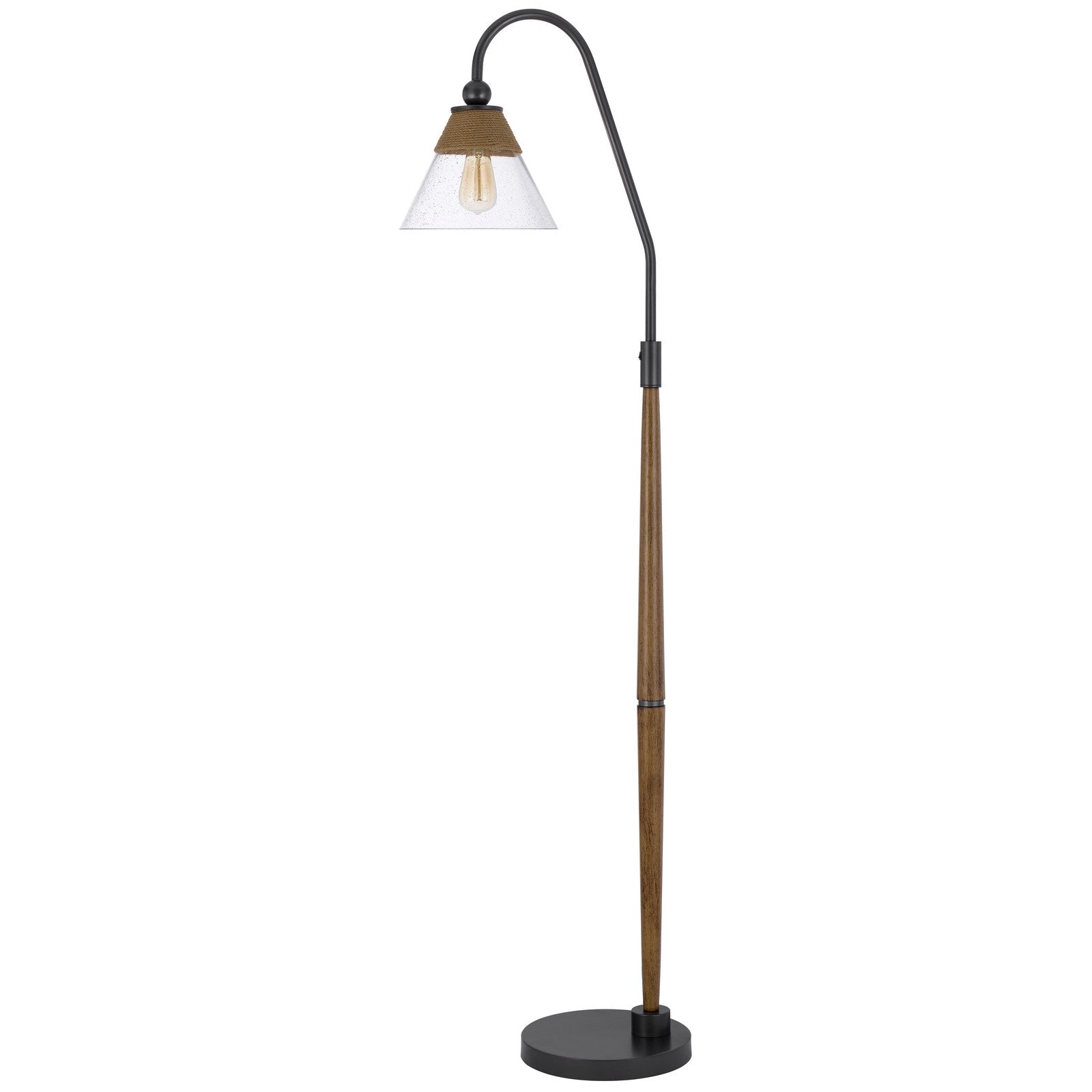 71" Brown Traditional Shaped Floor Lamp With Clear Transparent Glass Empire Shade