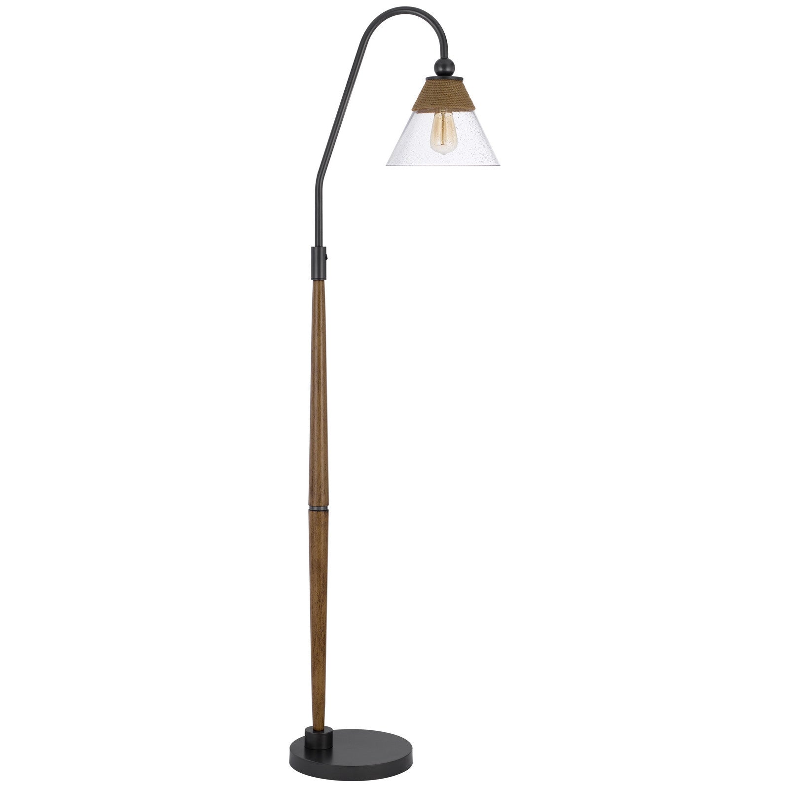 71" Brown Traditional Shaped Floor Lamp With Clear Transparent Glass Empire Shade