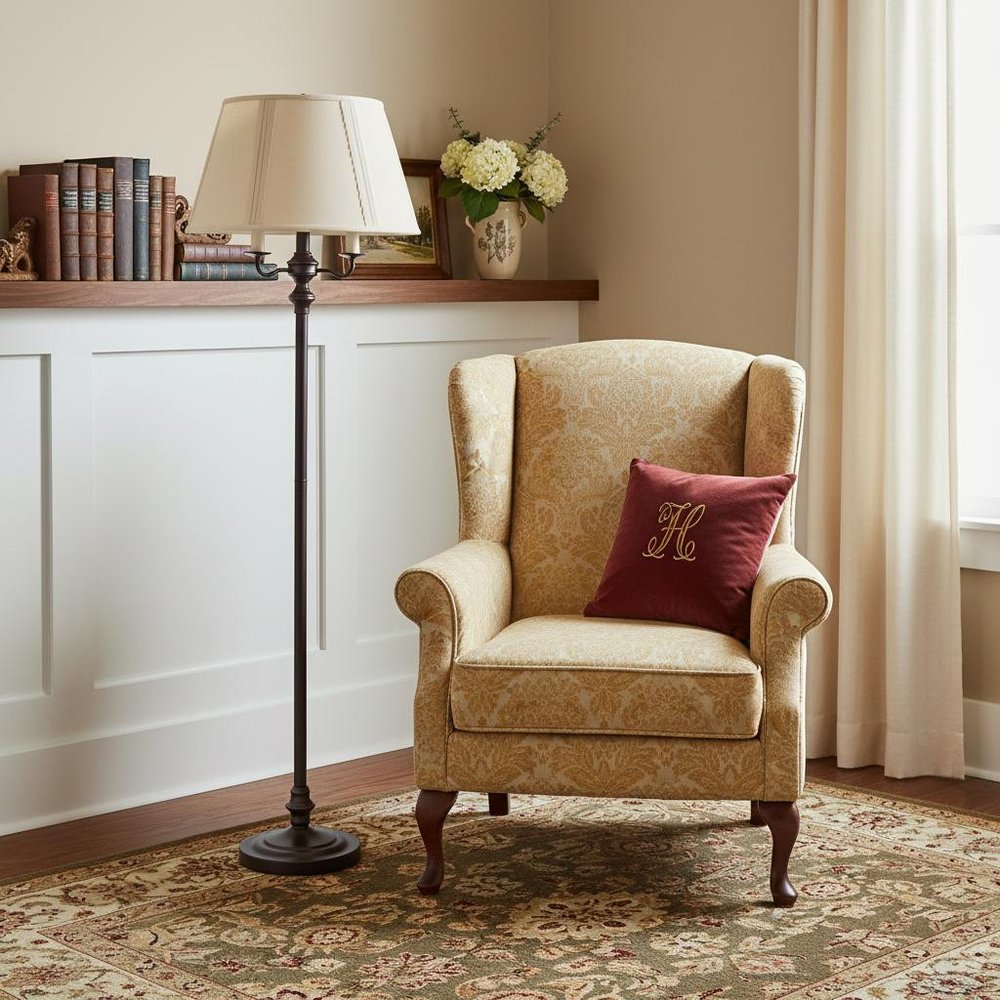 60" Bronze Metal Four Light Floor Lamp With Beige Fabric Square Shade