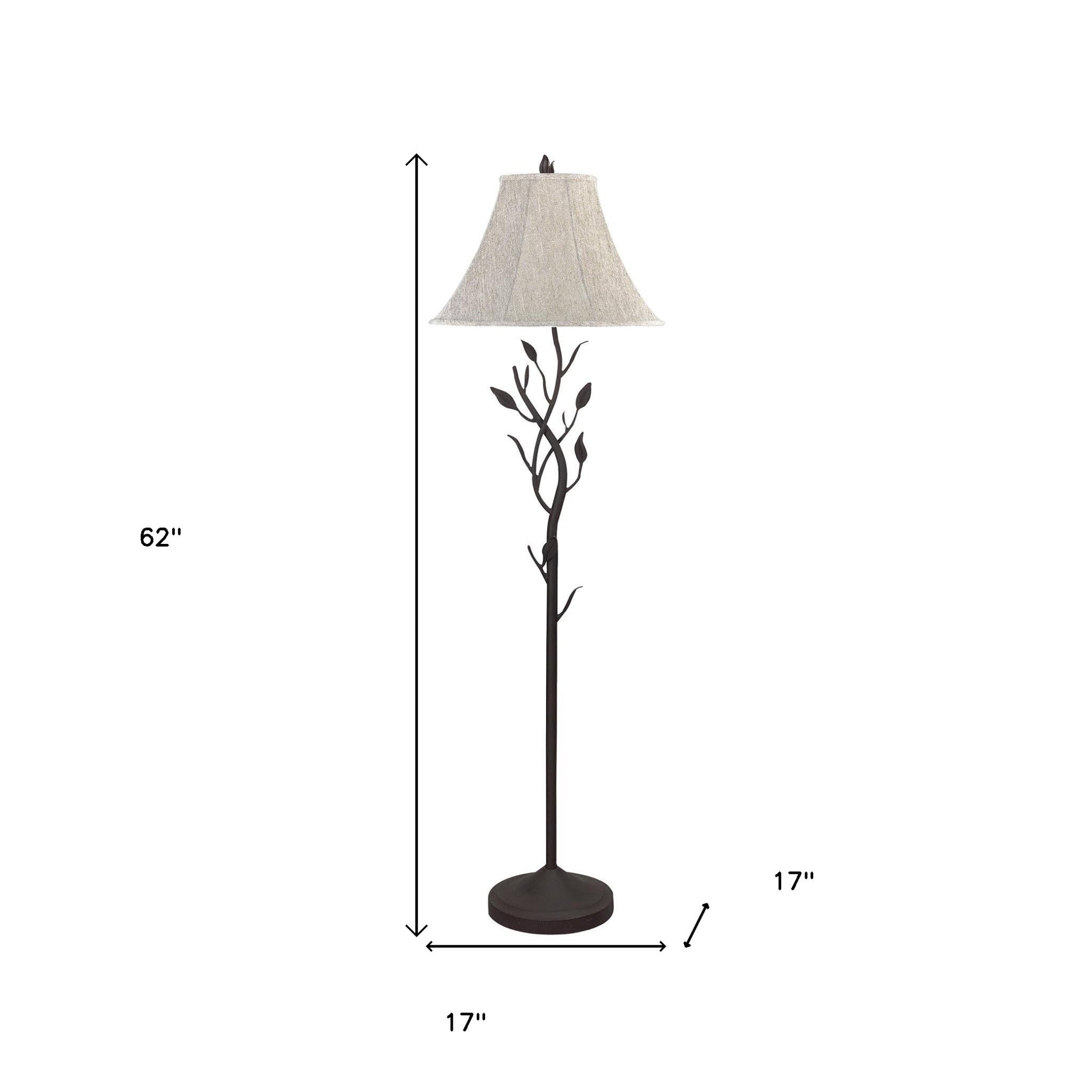 62" Grey Traditional Shaped Floor Lamp With Brown Bell Shade