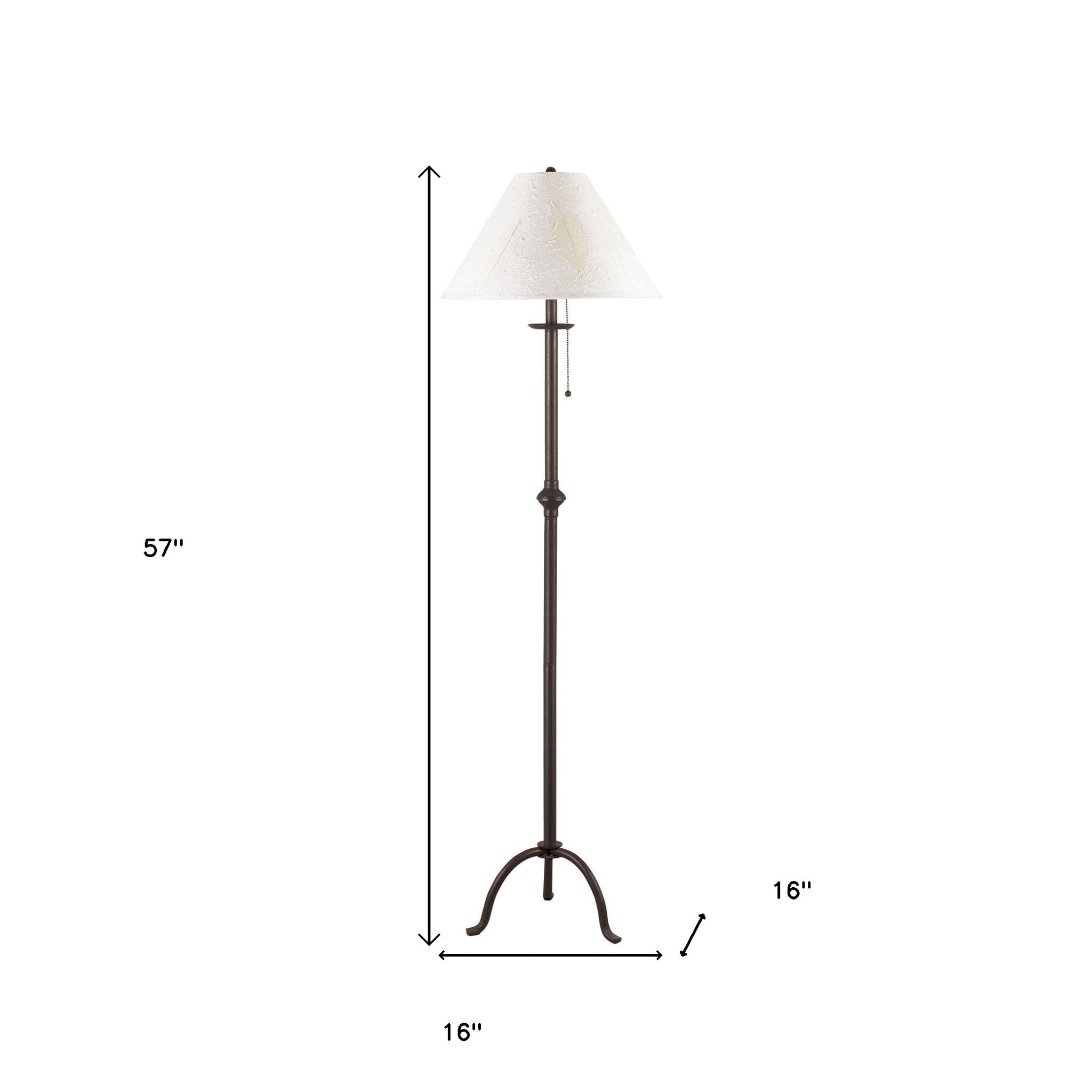 57" Black Traditional Shaped Floor Lamp With White Empire Shade