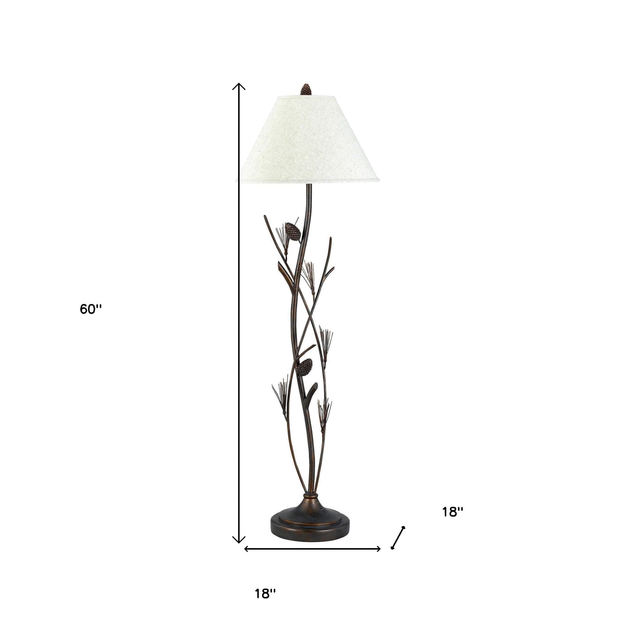60" Rusted Traditional Shaped Floor Lamp With Brown Empire Shade