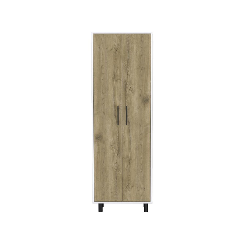 41" Natural and White Wood Kitchen Island Set With Storage