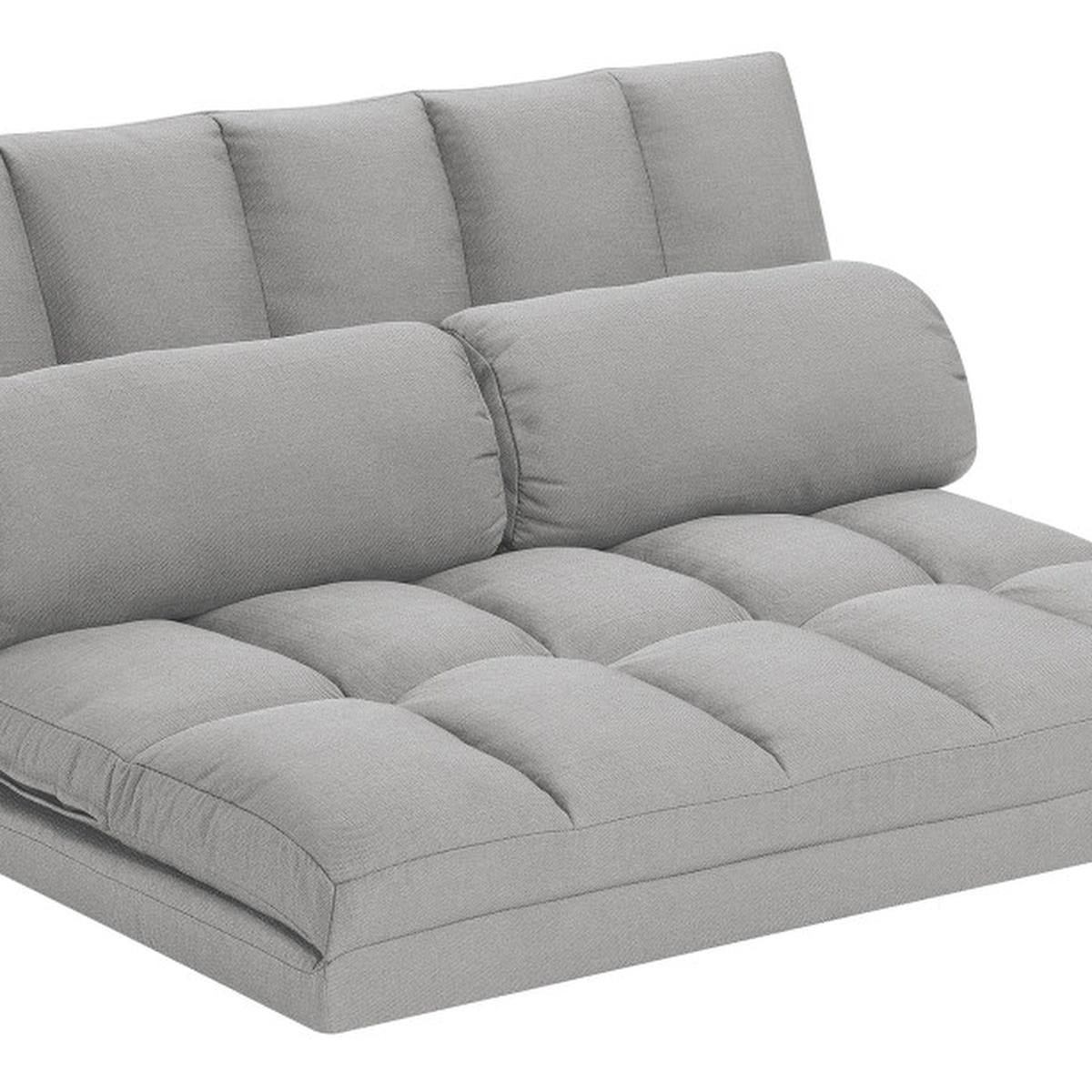 45" Gray Futon Convertible Sleeper Loveseat and Toss Pillows