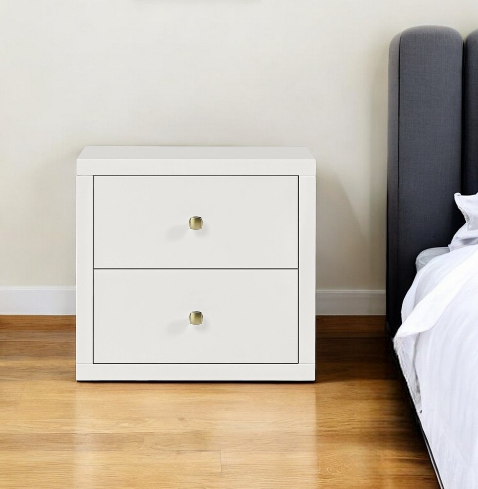 19" Black Solid and Manufactured Wood Two Drawer Nightstand