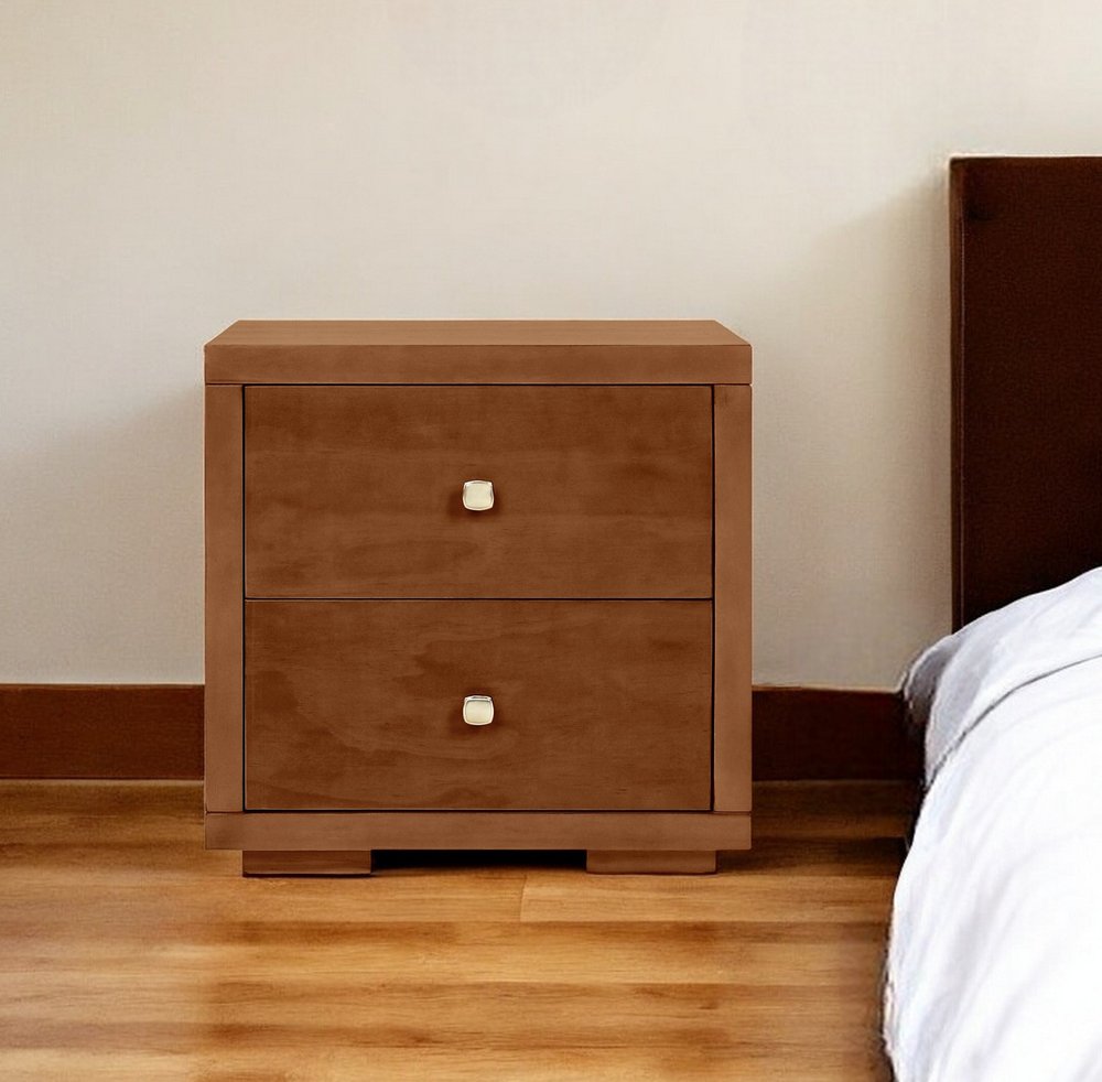 19" Black Solid and Manufactured Wood Two Drawer Nightstand