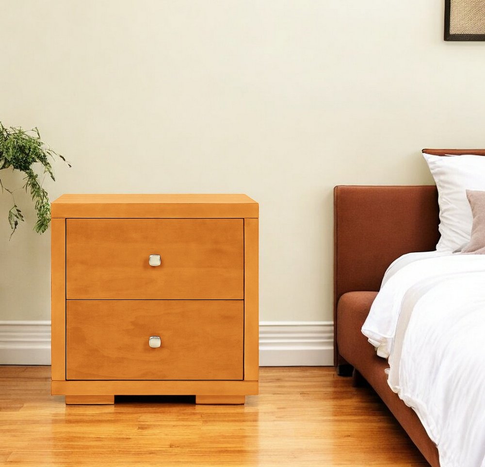 19" Black Solid and Manufactured Wood Two Drawer Nightstand