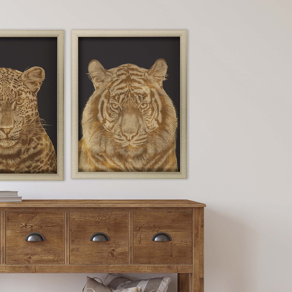 Wild Tiger Portrait Gold Framed Print Wall Art