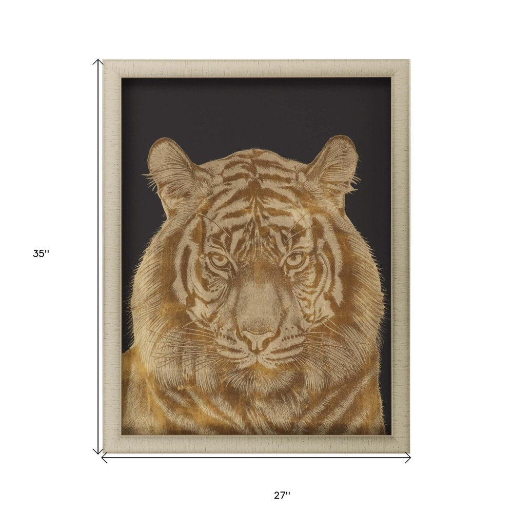 Wild Tiger Portrait Gold Framed Print Wall Art