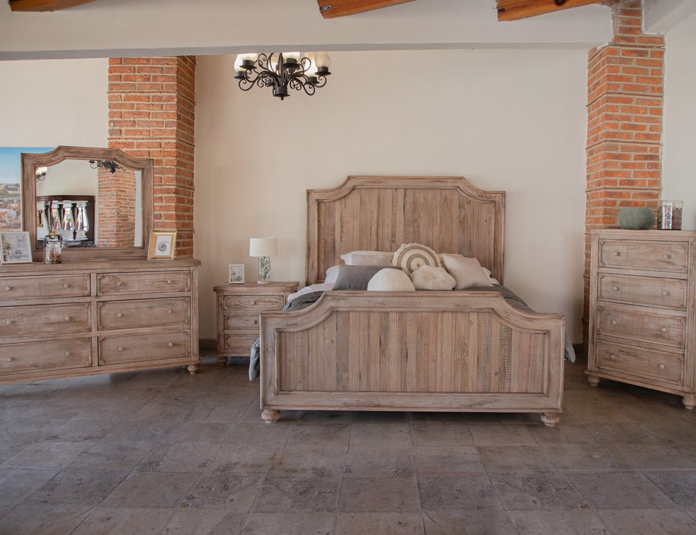 31" Brown Solid Wood Three Drawer Nightstand