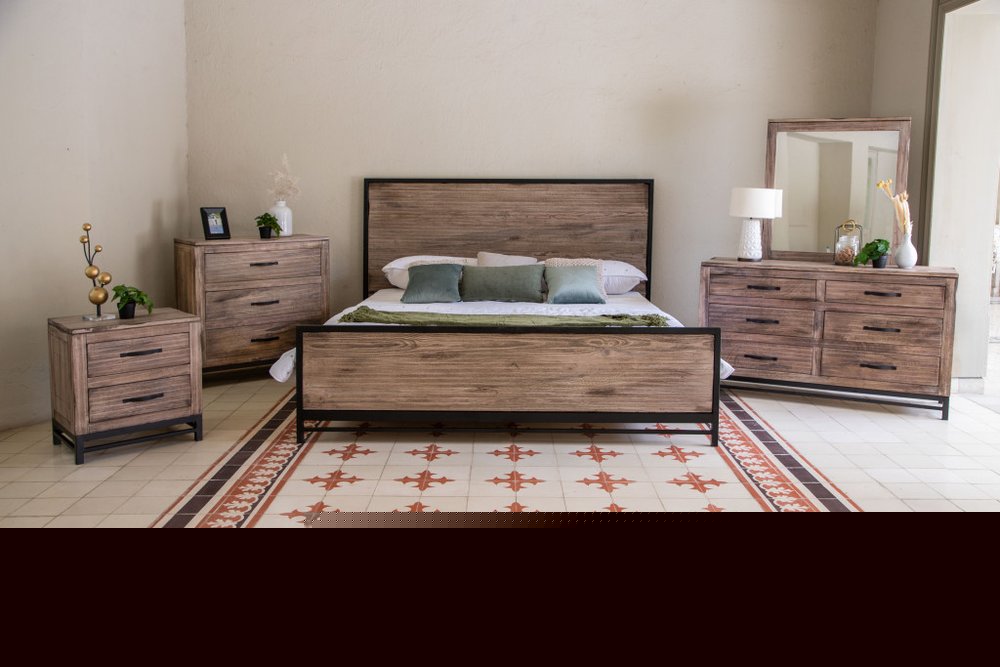 25" Brown Solid Wood Two Drawer Nightstand