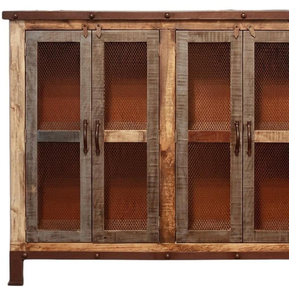 49" Brown Solid and Manufactured Wood Distressed Buffet Table