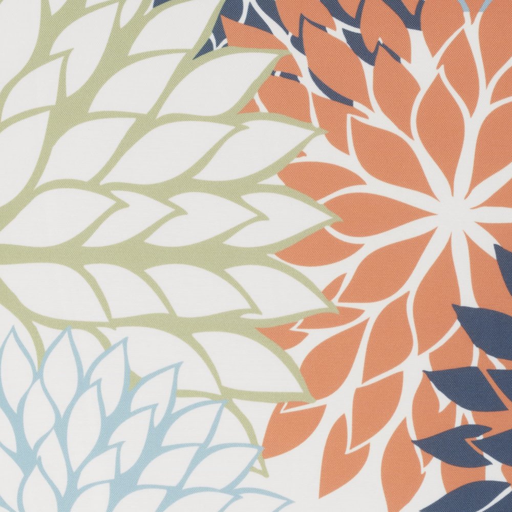 20" Orange Green and Blue Floral Indoor Outdoor Throw Pillow