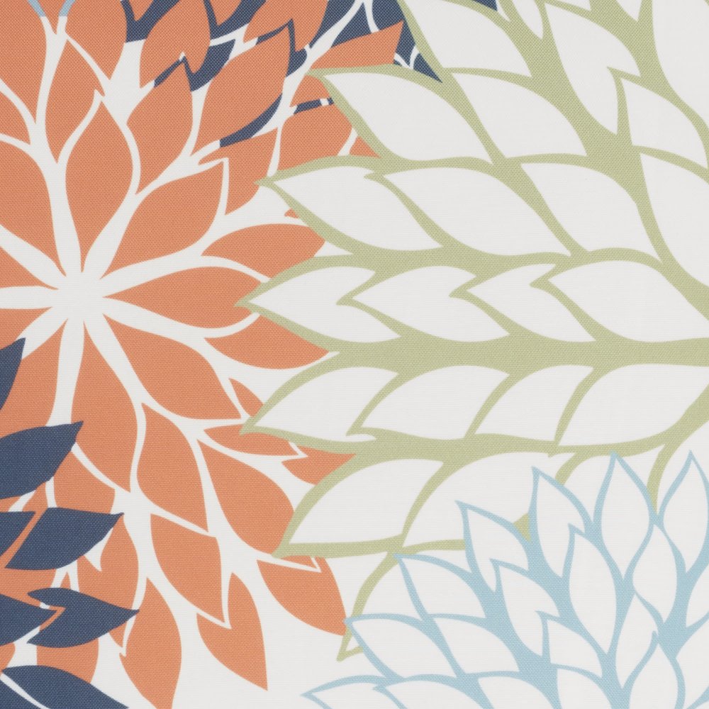 20" Orange Green and Blue Floral Indoor Outdoor Throw Pillow