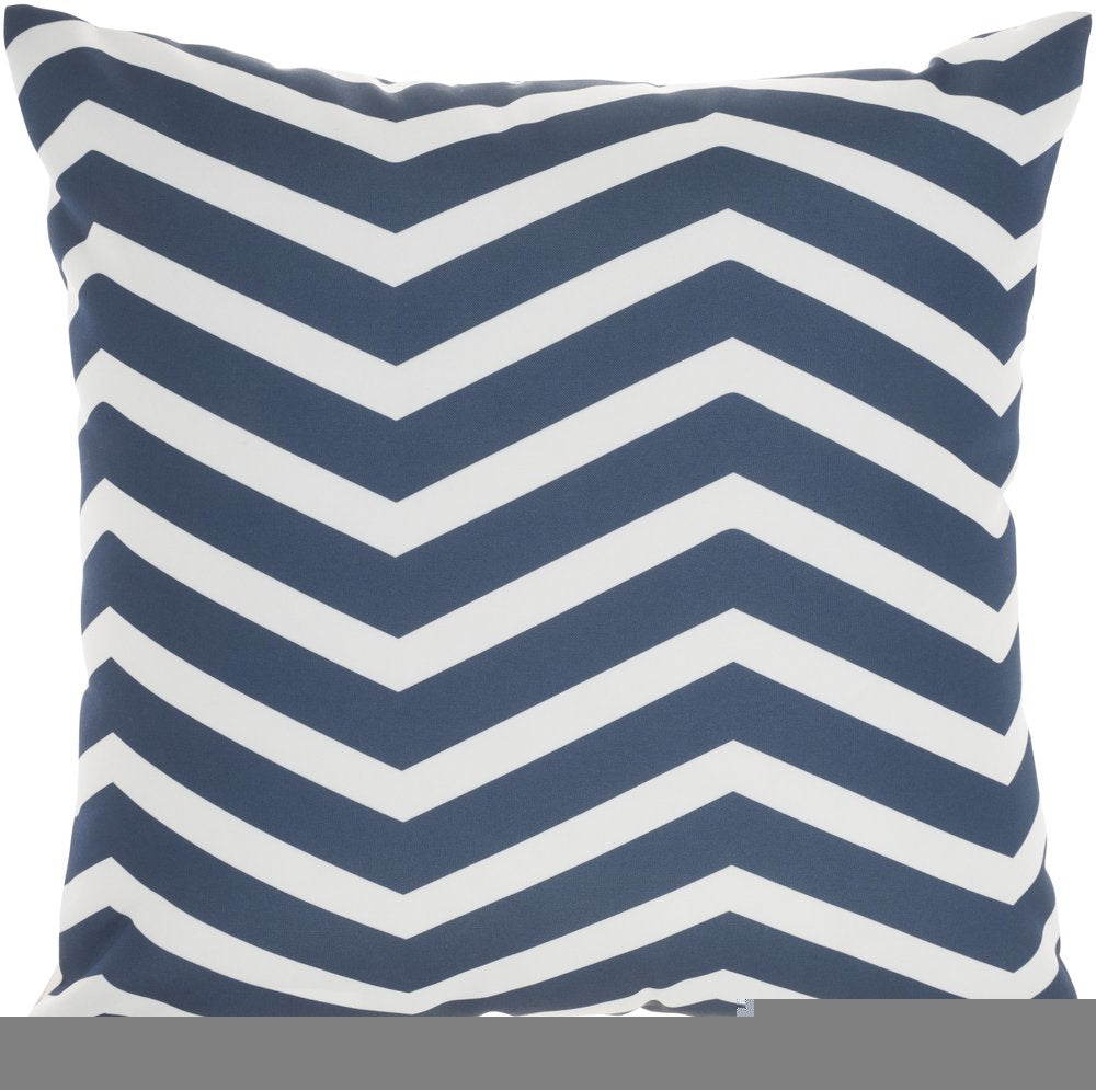 20" Beige Blue and Ivory Floral Indoor Outdoor Throw Pillow